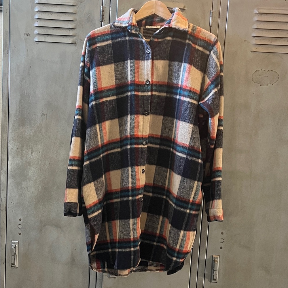 ADORA Navy, Cream & Red Plaid Button-Up Jacket